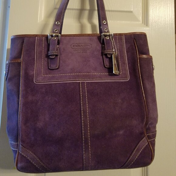 Vintage Purple Suede Coach Purse - Picture 1 of 16